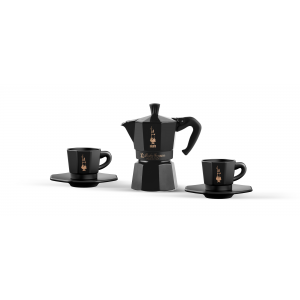 Bialetti - Moka Express Set 3 Kávéföző Fekete Csészékkel
